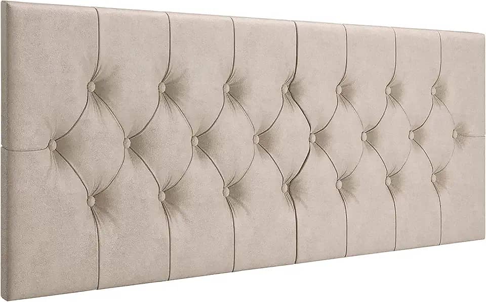 Cabeceira Estofada Captonê Suspensa Para Cama Box Casal 1,40 Suede (Areia)