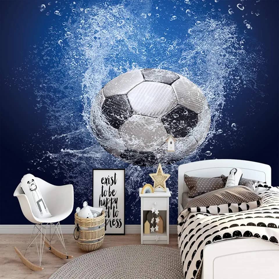 Papel de parede 3D papel de parede futebol foto fundo de TV mural de parede (188 x 139 cm, tecido de seda 3D)