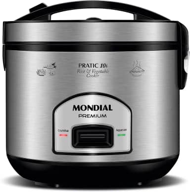 MONDIAL Panela Elétrica de Arroz, Preto/Inox, 700W, 220V - PE-42-10X