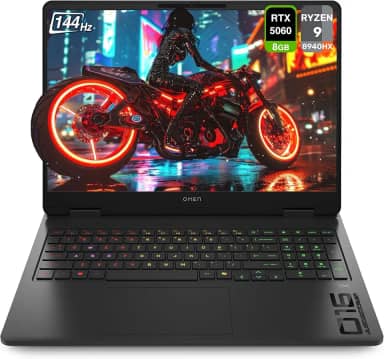 HP Notebook para jogos OMEN (atualizado) AMD Ryzen 9-8940HX, RAM DDR5 de 32 GB, SSD PCIe de 1 TB, tela de 16 polegadas 2K (1920 x 1200) 144 Hz, Nvidia G-Force RTX 5060, teclado retroiluminado, W11