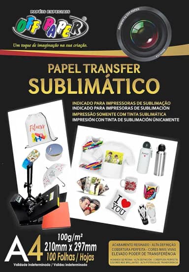 Papel Transfer Sublimático A4 100G, OFF PAPER, Pacote com 100 folhas