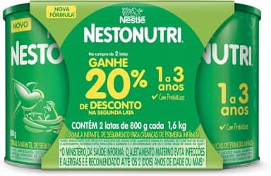 Kit com 2 Fórmula Infantil Nestonutri 1 a 3 anos 800g