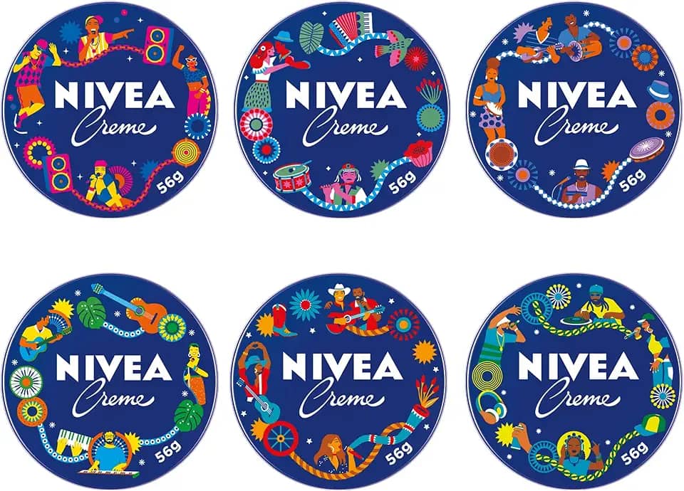 NIVEA Creme Hidratante Lata Ritmos Brasileiros 56g - Hidratação profunda para as áreas mais ressecadas como cotovelo, calcanhar, joelho, mãos e pés