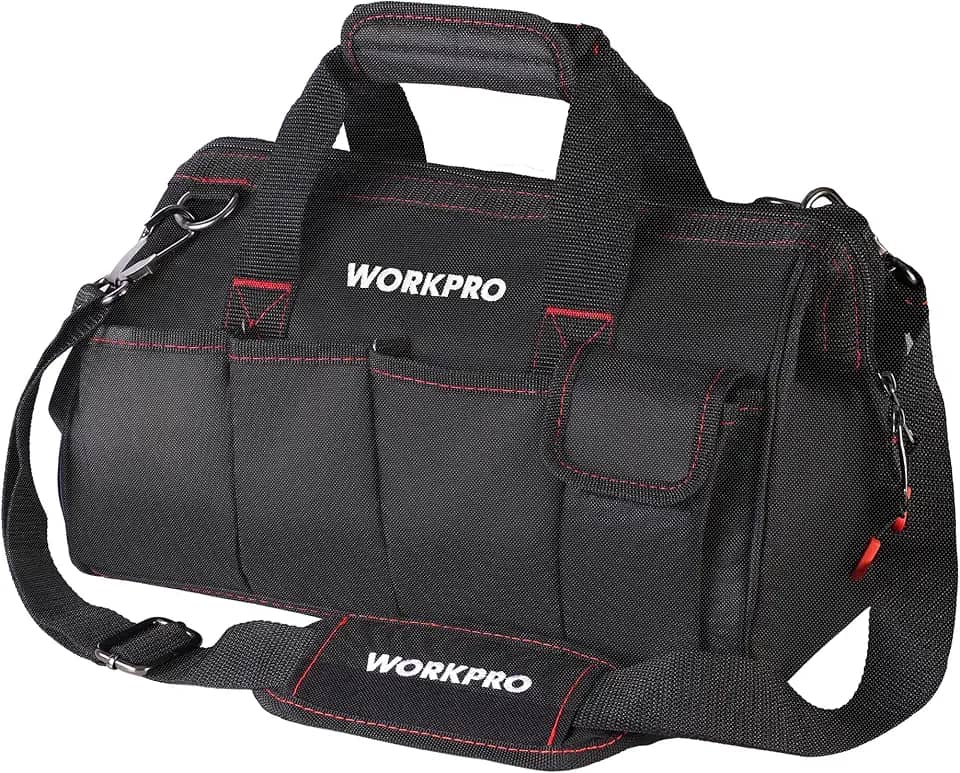 WORKPRO Bolsa de ferramentas de 35,5 cm, organizador de ferramentas com alça de ombro ajustável, W081021A