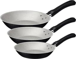 Jogo de Frigideiras Tramontina Caribe em Alumínio com Revestimento Interno e Externo Antiaderente Starflon Max Preto 03 Peças