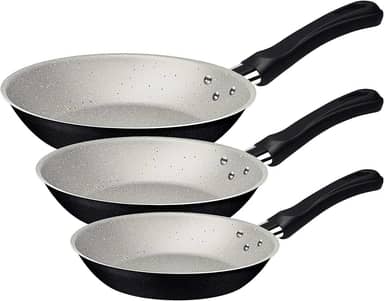 Jogo de Frigideiras Tramontina Caribe em Alumínio com Revestimento Interno e Externo Antiaderente Starflon Max Preto 03 Peças