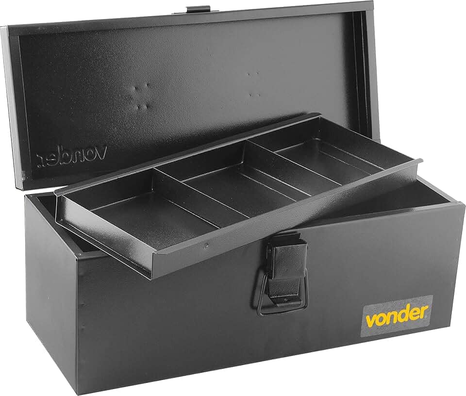 Vonder, Caixa Metálica Para Ferramentas, Tipo Baú, Com Bandeja, 40,0 Cm X 16,0 Cm X 17,0 Cm.