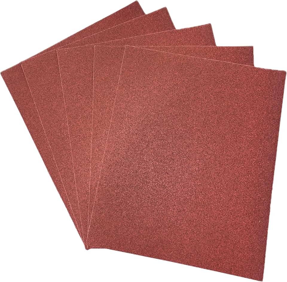 Lixa Grão 100 – Kit com 5 Folhas 22,5×27,5 cm – Acabamento Médio para Madeira, Massa, Tinta, Gesso, Reboco, e Reforma Em Geral