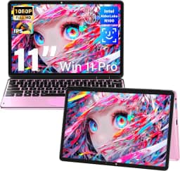 Svikou Laptop conversível 2 em 1 com tela sensível ao toque rosa de 11 polegadas, tela IPS FHD (1920 x 1200), processador Intel N100, 16 GB de RAM, SSD de 1 TB, reconhecimento facial, KB
