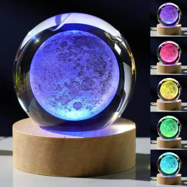 Bola de Cristal 3D Da Lua com Base de Toque de Iluminação Led Colorida, Decoração Da Lua, Presentes de Astronomia Científica, Deus Abençoe O Mundo, Páscoa, Presentes Religiosos Do Espaço, Decoração