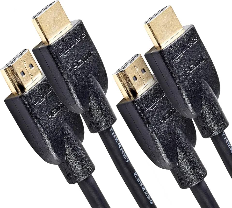 AmazonBasics Cabo adaptador de monitor HDMI de alta velocidade de 18 Gbps, Pacote com 2, Preto, 1.83 M