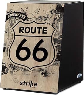 Cajon FSA Handcrafted Professional Percussion Instrument - Deep Bass, Crisp Snare Sound, Brazilian Wood, Ergonomic Tilt Design Sk4010 Route 66