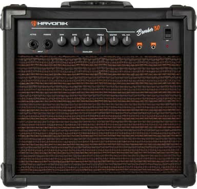 HAYONIK, Amplificador Cubo Para Contrabaixo, falante de 6" 30W RMS, Entrada para contrabaixo ativo e passivo, Preto - Breaker30