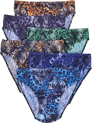 Masculino Pacote Com 6 Cuecas Multicoloridas Com Estampa Animal - Médio
