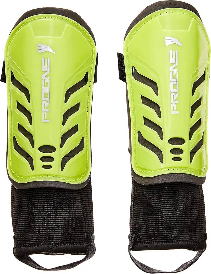 Caneleira Futebol Futsal Society Baby Com Tornozeleira - Amarelo Fluor - Par