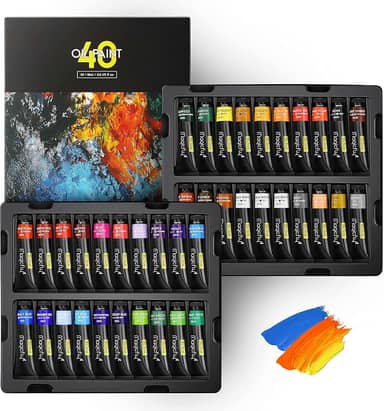 Tinta a óleo, 40 peças (18 ml/17.0 g) com caixa de armazenamento, pigmentos ricos, tintas vibrantes, não tóxicas para artistas profissionais, pintores de hobby e crianças, ideal para pintura em tela