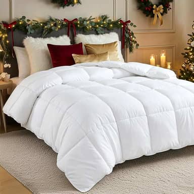 Utopia Bedding Edredom alternativo de plumas (king, branco) – Edredom para todas as estações – Enchimento de edredom de fibra siliconada de pelúcia – Costurado em caixa