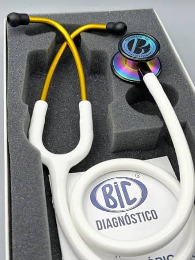 Estetoscópio Bic Eternity III Branco Gold - Excelente Ausculta - Garantia de 5 anos