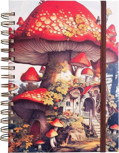 Sketchbook para Desenho Casa-Cogumelo A5 21x15 cm, Capa Dura Espiral, 50 folhas/ 100 páginas 240g - bloco para marcadores e mixed media, resistente a sangramento, caderno para pintura artística, caderno sem pauta, Desenho Artístico Profissional Esboço