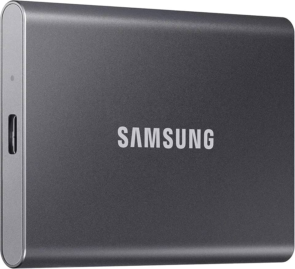 SSD Externo Samsung T7 1TB (USB 3.2, Leitura até 1050MB/s e Gravação até 1000MB/s)