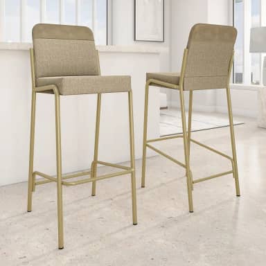 Kit 2 Banquetas Altas Duo Carraro (Bamboo e Dourado)