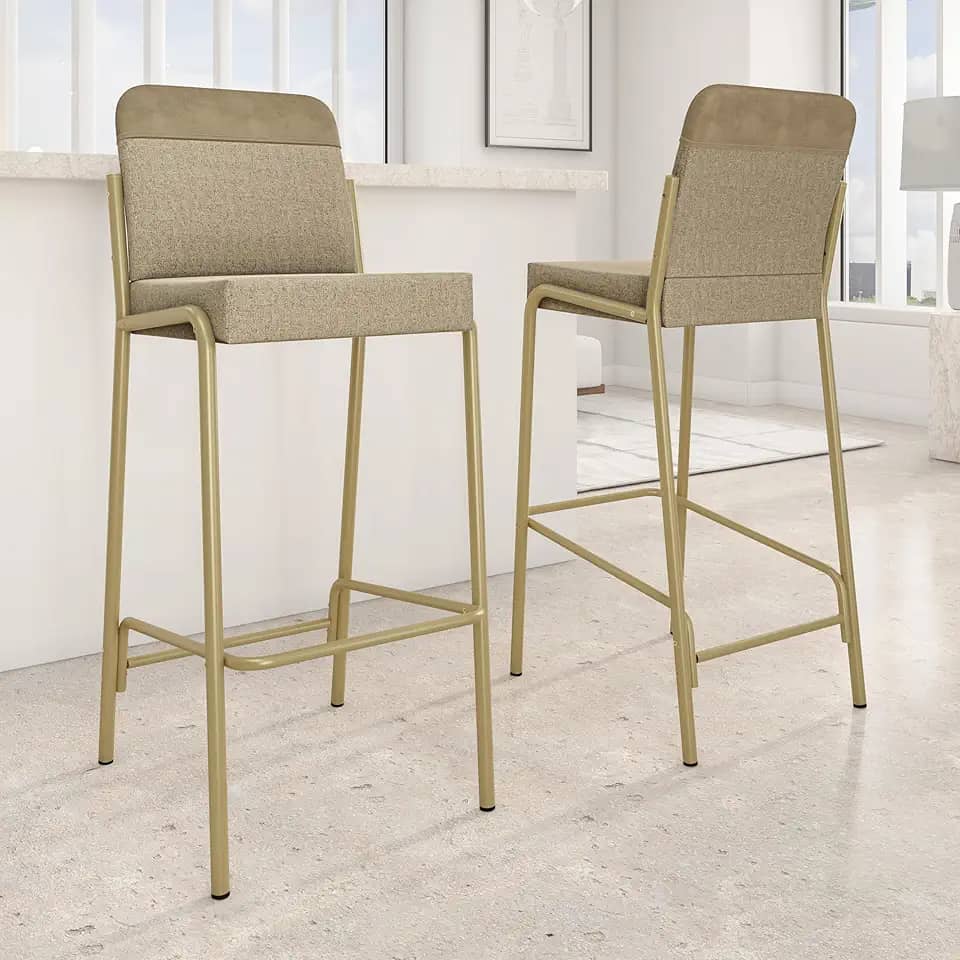 Kit 2 Banquetas Altas Duo Carraro (Bamboo e Dourado)