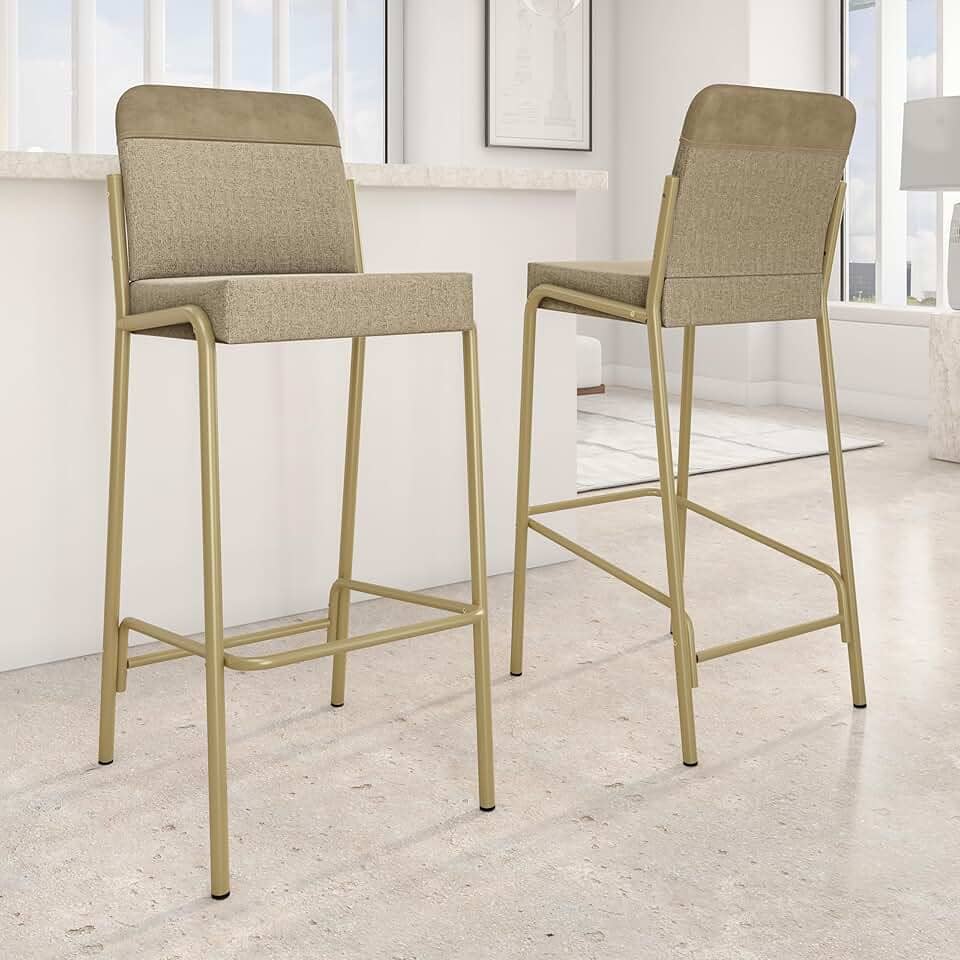 Kit 2 Banquetas Altas Duo Carraro (Bamboo e Dourado)