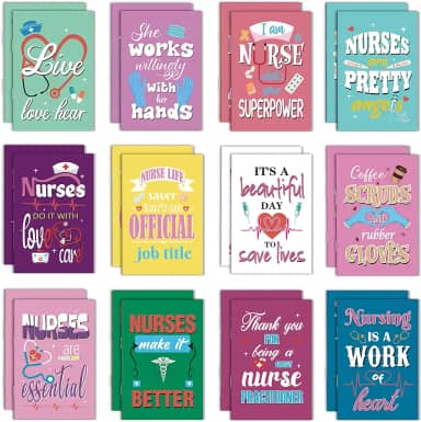 24 cadernos para presentes da semana da enfermeira – mini blocos de notas para bolso, para apreciação, graduação, estudante de medicina e escritório de enfermagem (12 estilos)