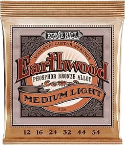 Encordoamento 012-054 Ernie Ball P02146, para Violão Aço, Earthwood Tensão Média-Leve Phosphor Bronze