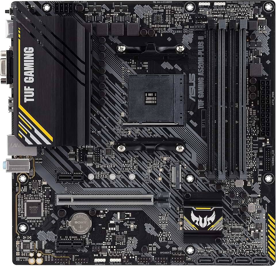 Placa Mãe Asus TUF GAMING A520M-PLUS II (AM4/4xDDR4/HDMI/DisplayPort/D-Sub/M.2/USB 3.2)