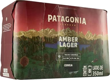 Pack Cerveja Patagonia Amber Lager Nacional 350ml Lata Sleek - 8 Unidades