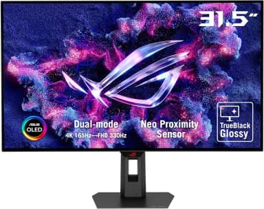 ASUS ROG Strix 81.3 cm 4K OLED Gaming Monitor (XG32UCWG) - TrueBlack Glossy OLED, Dual Mode (4K@165Hz, FHD@330Hz), 0,03ms, G-SYNC compatível, sensor de proximidade Neo, Auto KVM, USB-C, HDMI 2.1, 3