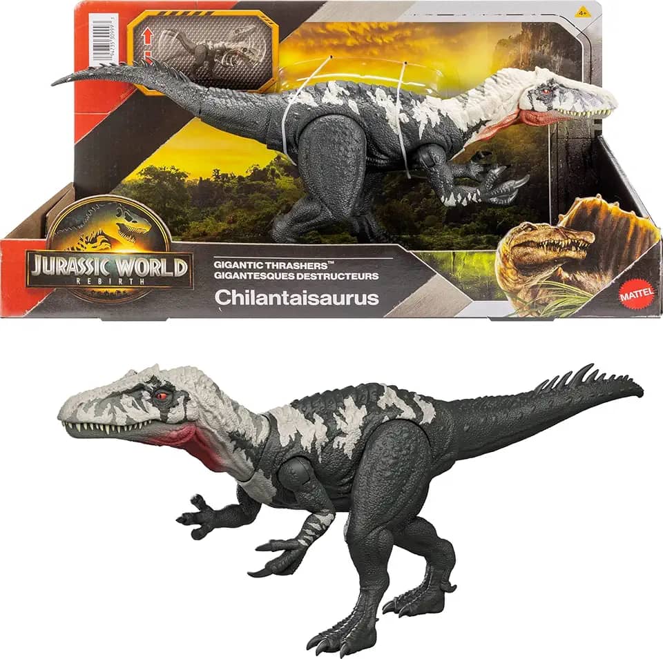 Jurassic World Dinossauro de Brinquedo Rebirth Rastreadores Gigantes Chilantaisaurus para crianças a partir de 4 anos
