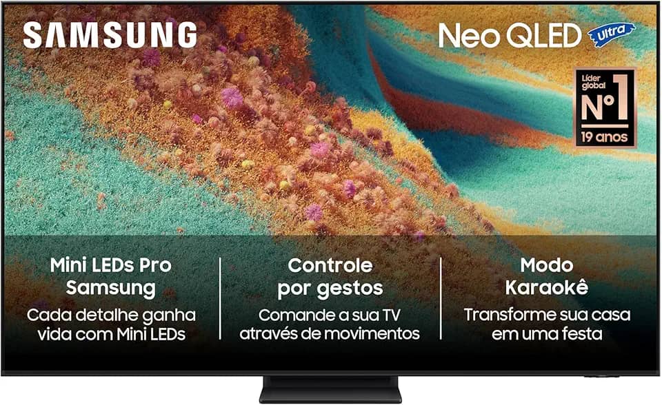 Samsung Vision AI TV 55" NEO QLED Ultra 4K QN85F 2025, Mini LED, Processador com AI, Controle por Gestos, Modo AI, Painel até 144hz, Dolby Atmos®
