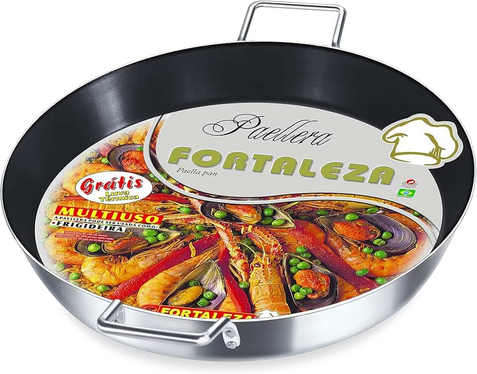 Paellera 45 cm Alumínio Fortaleza Preto Interno/Fosco Externo
