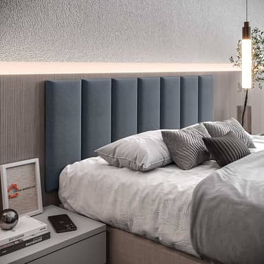 Cabeceira Cama Box Casal Kit C/ 7un Modulos Estofados Adesivo (Grafite)