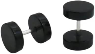 Brinco Masculino Falso Alargador De Aço Inox Preto Redondo