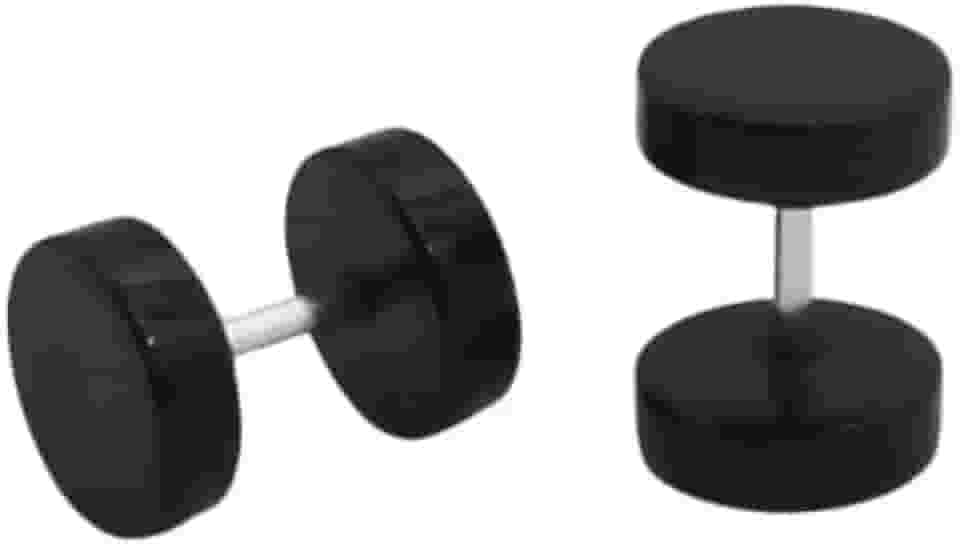 Brinco Masculino Falso Alargador De Aço Inox Preto Redondo