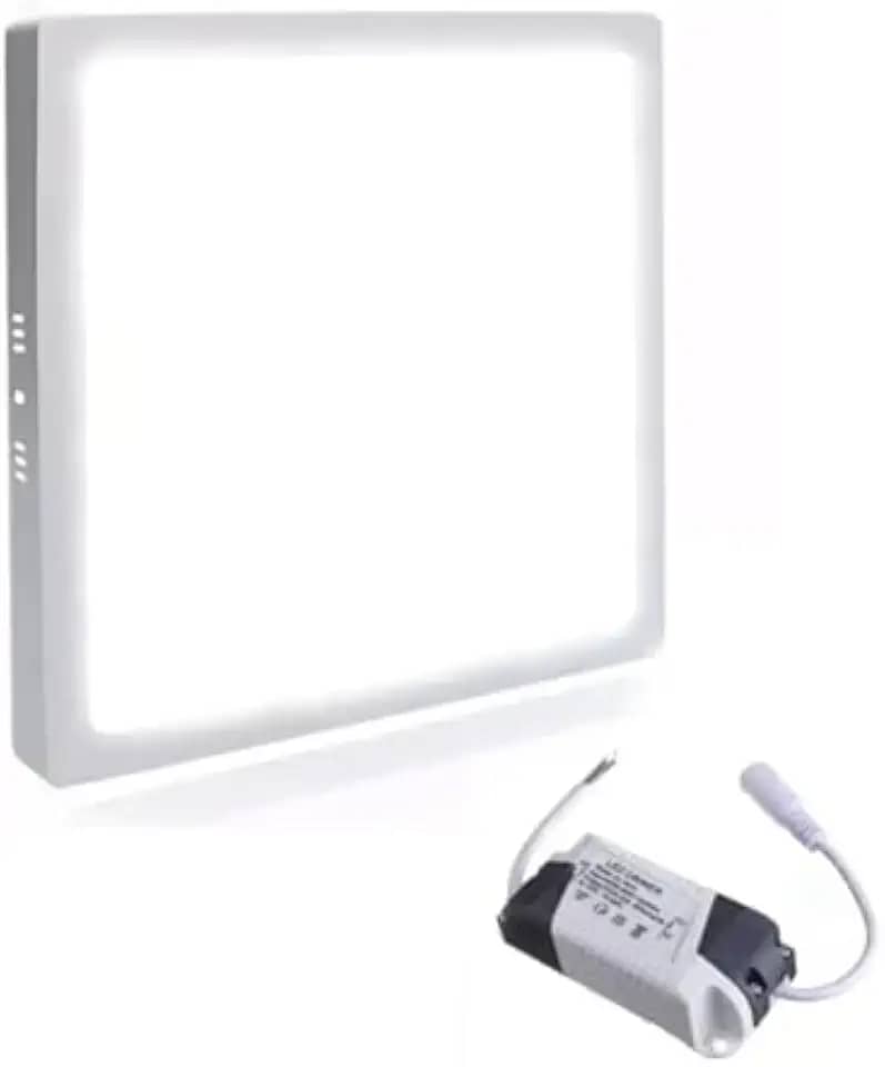 Luminaria Painel Led Plafon de Sobrepor Quadrada 25w Luz Branco Quente 3000k Slim Borda Fina 28x28cm Iluminação Casa