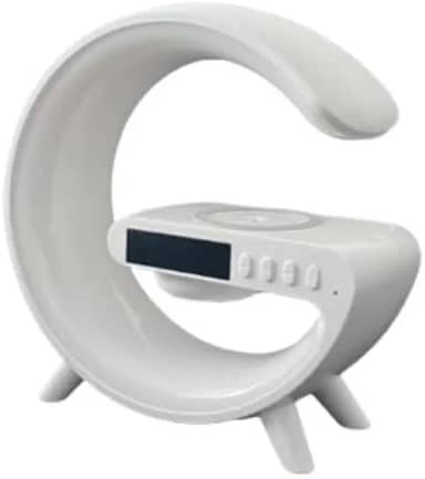 Luminária de mesa com carregador sem fio, alto-falante Bluetooth, despertador com função de simulação do nascer do sol (Azul)