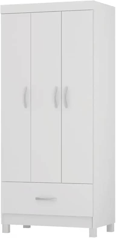 Guarda Roupas Solteiro 3 Portas 1 Gaveta Prince Demóbile (Branco)