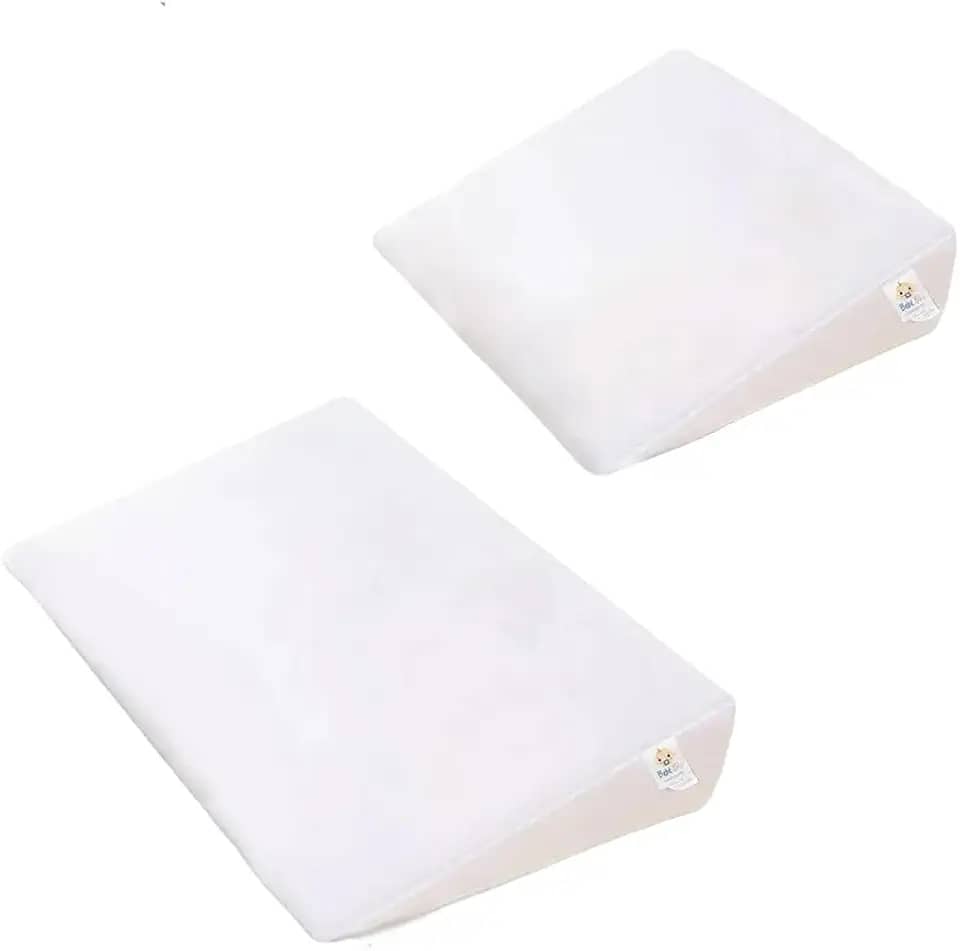 Kit Travesseiro Antirrefluxo para Berço e Carrinho, Inclinação 15°, 100% Algodão, 2 Unidades