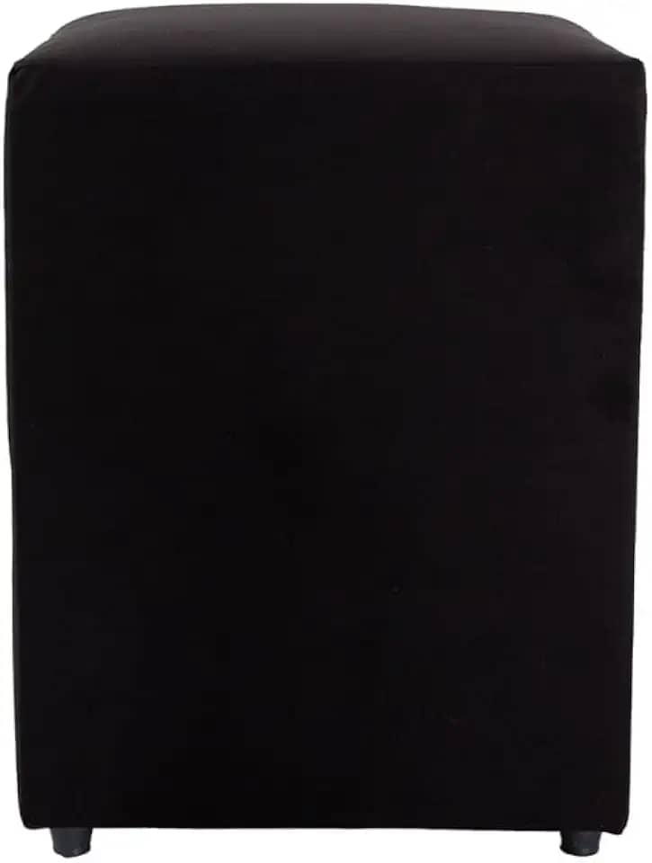 Puff Decorativo Cubo Grande, 45x34x34cm, Estrutura em Madeira, Revestimento em Suede, para Sala, Quarto, Escritório (Preto, Grande)