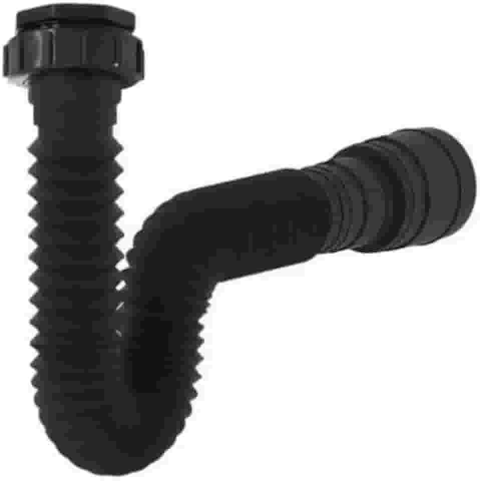 Delflex, Sifão Sanfonado Flexível Preto Cozinha Pia Banheiro Tanque