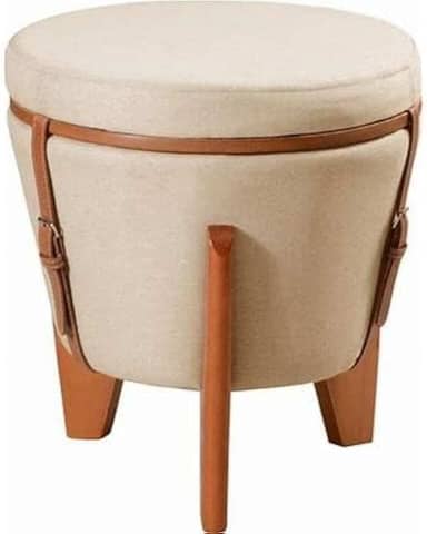 Puff flex Linho Claro 3 em 1 Baú e Mesa de Centro