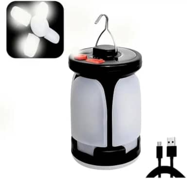 Lampião LED Recarregável com Entrada USB, Luz Forte para Camping, Barraca, Pesca, Emergência e Atividades ao Ar Livre com Alça de Transporte - Pratiarejo®
