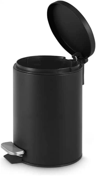 Lixeira de Pedal com Balde Removível, Aço Inox Matte, 3L (PRETO)