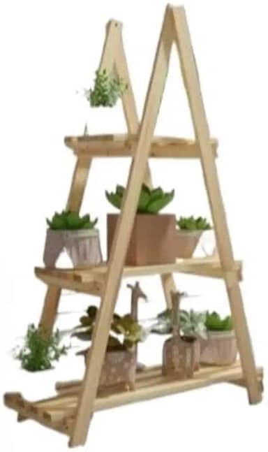 Estante Para Plantas Em Formato De Escada De Pinus - Charme RúStico E VersáTil Para DecoraçãO(3)