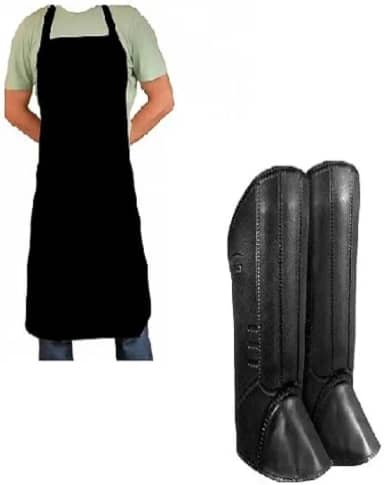 Kit de Proteção com Avental de PVC Preto e Perneira de Bidim
