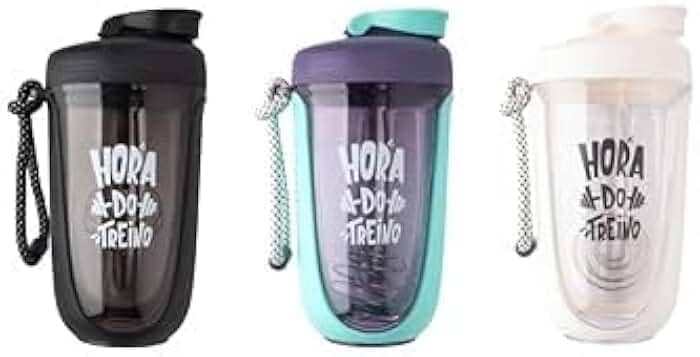 Coqueteleira shakeira Garrafa Premium para Academia, 550ml, com Mola Misturadora e Alça de Transporte- BRANCO-FBK-
